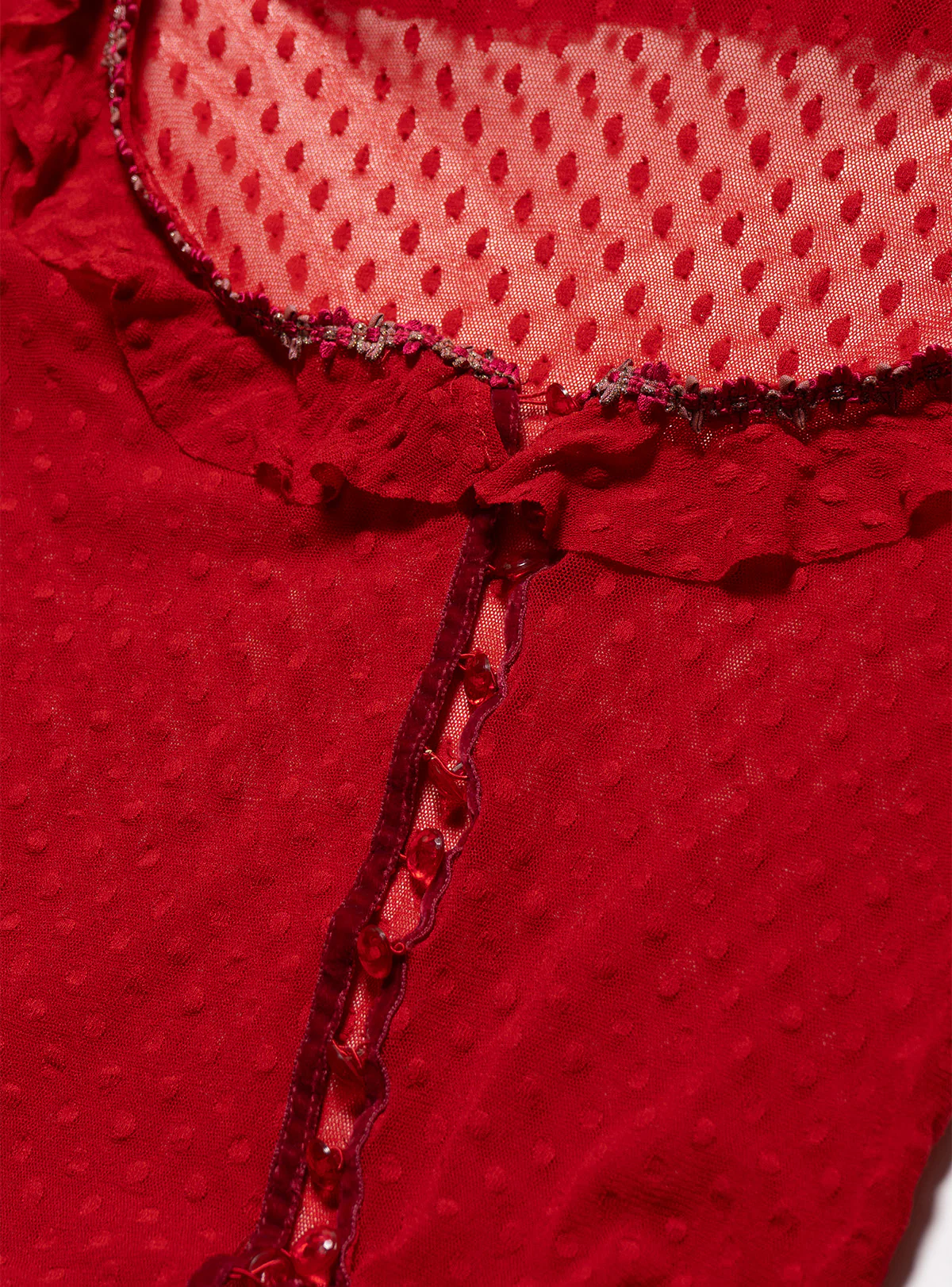Vintage Betsy Johnson Red Mesh Scoop Neck Top - Image 2